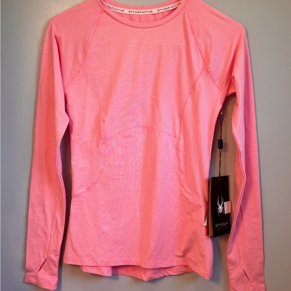 Spyder Tops - Spider Women’s Long Sleeve Crew Neck Top Pink/white stripped Sz XS NWT. PTP 16”